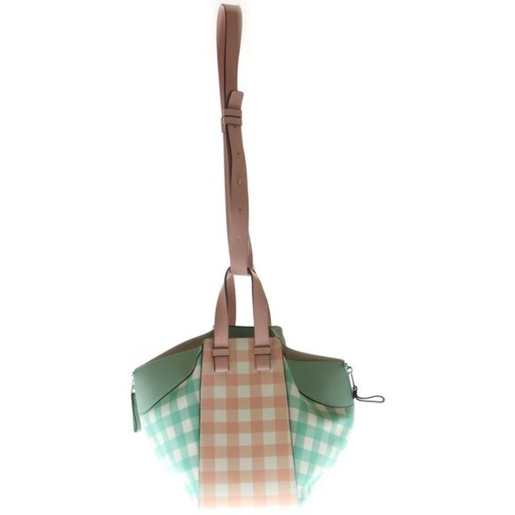 Loewe Hammock Small Gingham Check Shoulder Bag White Green Pink Leather - Picture 2 of 6